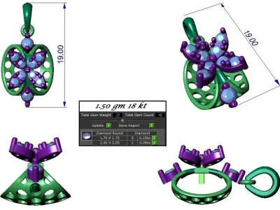 Light wt Pendant Earrings Set 3dm stl obj mtl gltf glb renders  3D print model