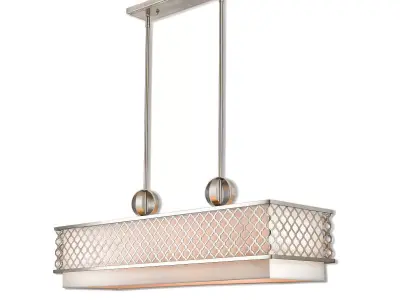 9 Light Brushed Nickel Linear Chandelier 3D model