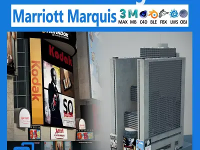 NYC Building Marriott Marquis Low-poly 3D model