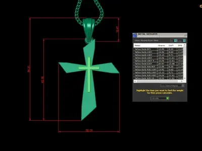Light Gold 18K Cross Pendant 2CP026 3D print model