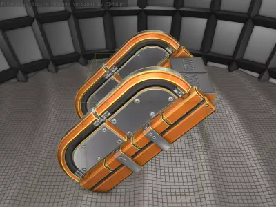 Sci-Fi Stairs - 31- Orange Version Low-poly 3D model