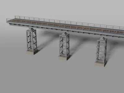 Modular railroad frame bridge 3D model