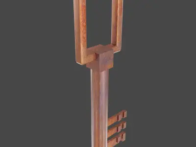 Old Key - Rusty Iron Material 1 Low-poly 3D model