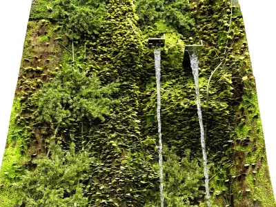 Vertical Green Wall and Waterfall No26 A 3D model