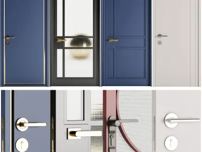 Set Modern Door 02 3D model