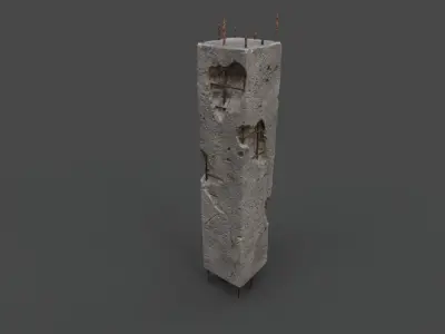 OLD DAMAGED PILLAR Low-poly 3D model