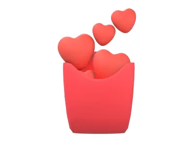 Heart French Fries Packaging Icon v1 001 Low-poly 3D model