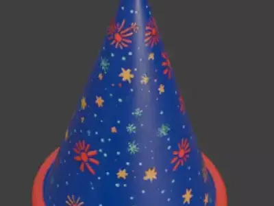 Stylized 3D Cartoon New Year Party Hat Low-poly 3D model