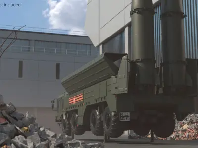  Mobile Ballistic Missile System Iskander Rigged for Maya 