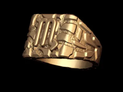 Scorpio Horoscope Zodiac Nugget Ring  3D print model