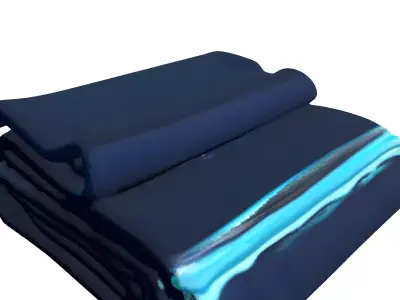 Modern Folded Blue Blanket Low-poly 3D model