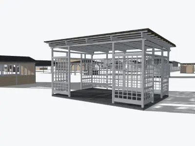 set of outbuildings Low-poly 3D model