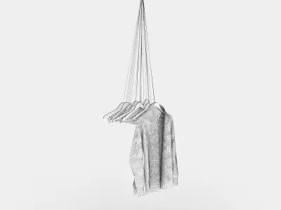 Hanging coat rack with hangers 3D model