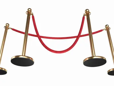 Barrier post classic with velvet rope 3D model