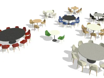 Parametric Revit Round Table Chair Configuration Setups Family 3D model