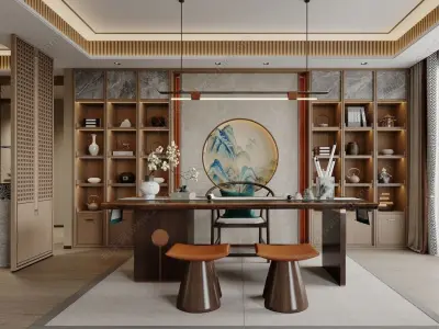 Chinese style villa interior design scene 03 3D model 3D model