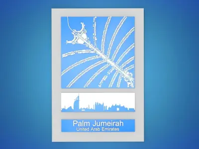 The Palm Jumeirah Island Dubai UAE 3D print model
