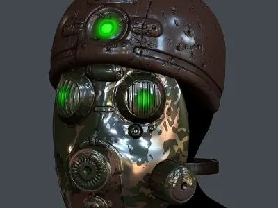 Gas mask helmet 3d model scifi Low-poly Low-poly  Low-poly 3D model