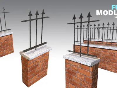 Brick Wall Pack PBR - Modular - Version 1 -  Low-poly 3D model