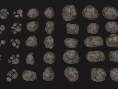 PSX - PS1 - Rocks Pack - Low Poly Low-poly 3D model