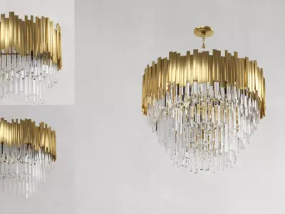 crystal and gold -ceiling-wall- lamp 3D model