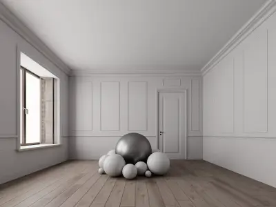 Multiple Renderer Setups - Mid-Century Type Room Scene- Lights Low-poly 3D model