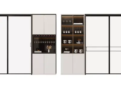 Modern cabinet door wine Sliding 3D model