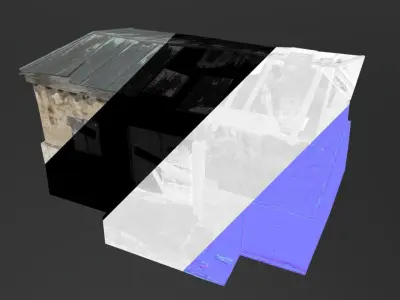 House destroyed - game ready Low-poly 3D model