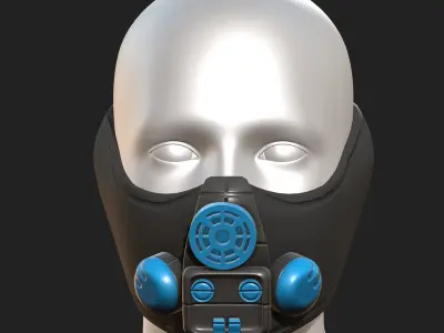 Gas mask respirator scifi futuristic 3d model  Low-poly 3D model 8