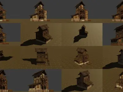 Mdeieval house 11 collection 3D Model Pack