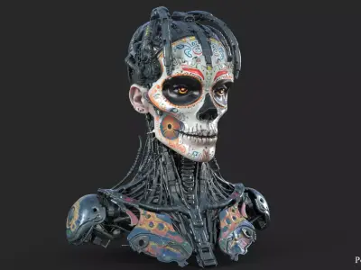 Cybernetic Humanoid Head High Detail 3D model