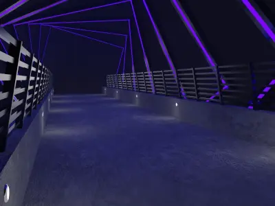 Bridge with Lighting Low-poly 3D model