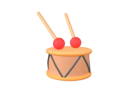Cartoon Drum v1 002 Low-poly 3D model