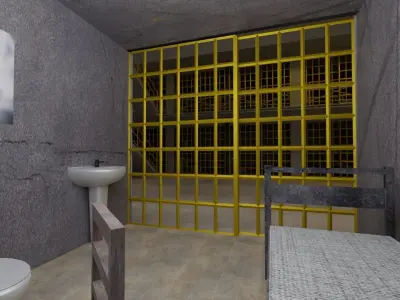 Prison inside of Low-poly 3D model