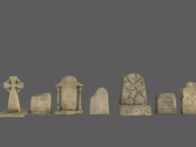 tombstones pack Low-poly 3D model