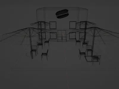 Summer area of a burger cafe 3D model