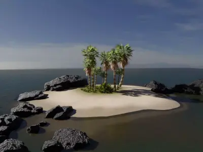 Small Island Scene Low-poly 3D model