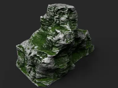 Mossy Cliff Rock 23-6 Low-poly 3D model