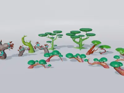 LowPoly alien trees 3D model