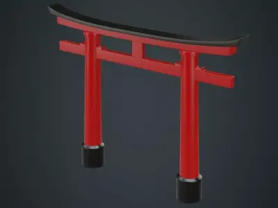 Torii Gate 1A Low-poly 3D model
