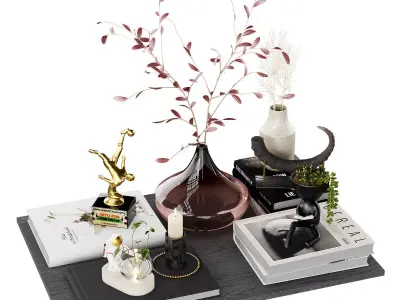 Decorative set with Astronaut Hydroponic Vases Glass 3D model