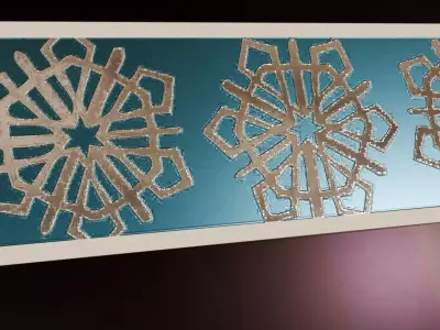 Stylized Snowflake Flower Metal Panel PBR Seamless Texture