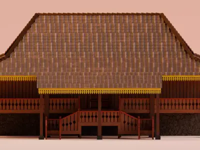 Traditional Houses - Rumah Nuwo Sesat Low-poly 3D model