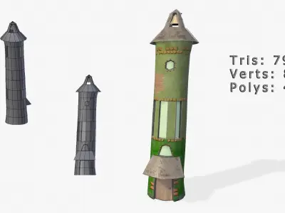 Toon buildings pack Low-poly 3D model