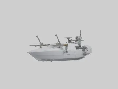 Robot version of a boat model Low-poly 3D model