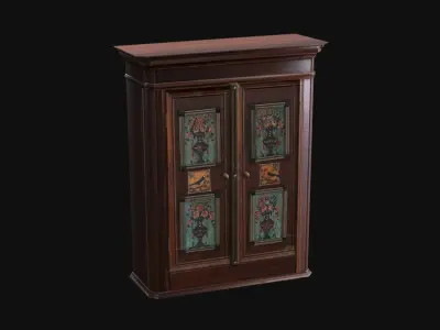 Closet wooden cabinet with painted doors Low-poly 3D model