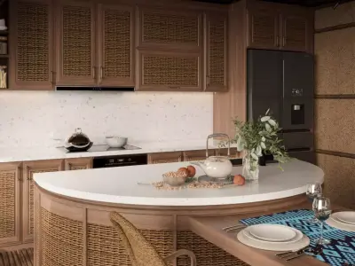 -Living Room and Kitchen with Dinning Set Low-poly121 Low-poly 3D model