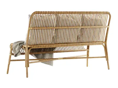 Valerie vintage rattan three-seater sofa  3D model