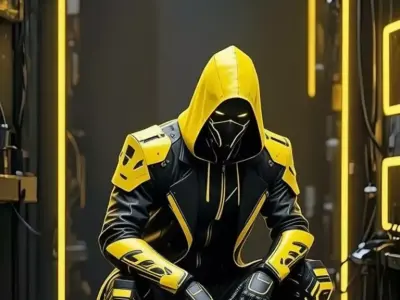 Cyberpunk Hooded Agent Black Yellow Neon 3D Character Low-poly 3D model