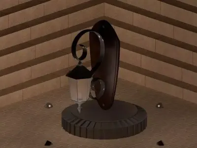 Old stone wall lantern Low-poly 3D model